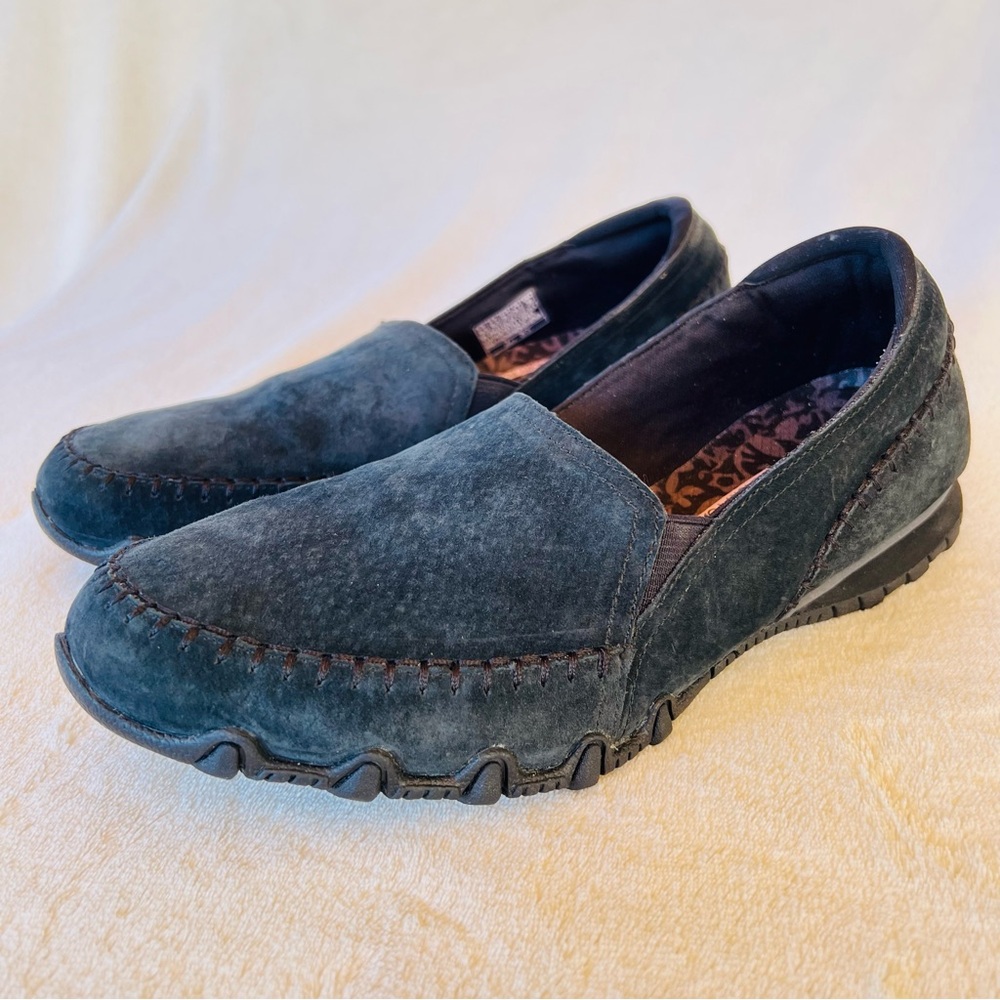 Skechers Black Suede Comfort Bikers Curbed Alumni Sneaker SIZE 9.5